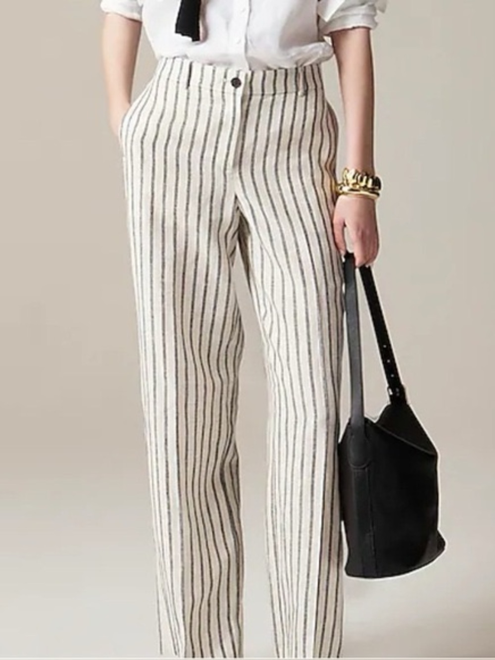 Harbor pant in striped linen